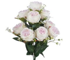 Umelá kytica ruže krémovo-fialová 42 cm