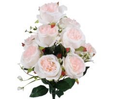 Umelá kytica ruže krémovo-ružová 42 cm
